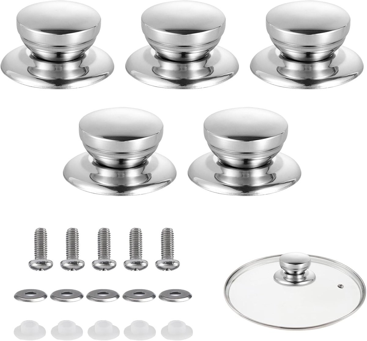 5 stukken roestvrije pannendekselknoppen dailygoods