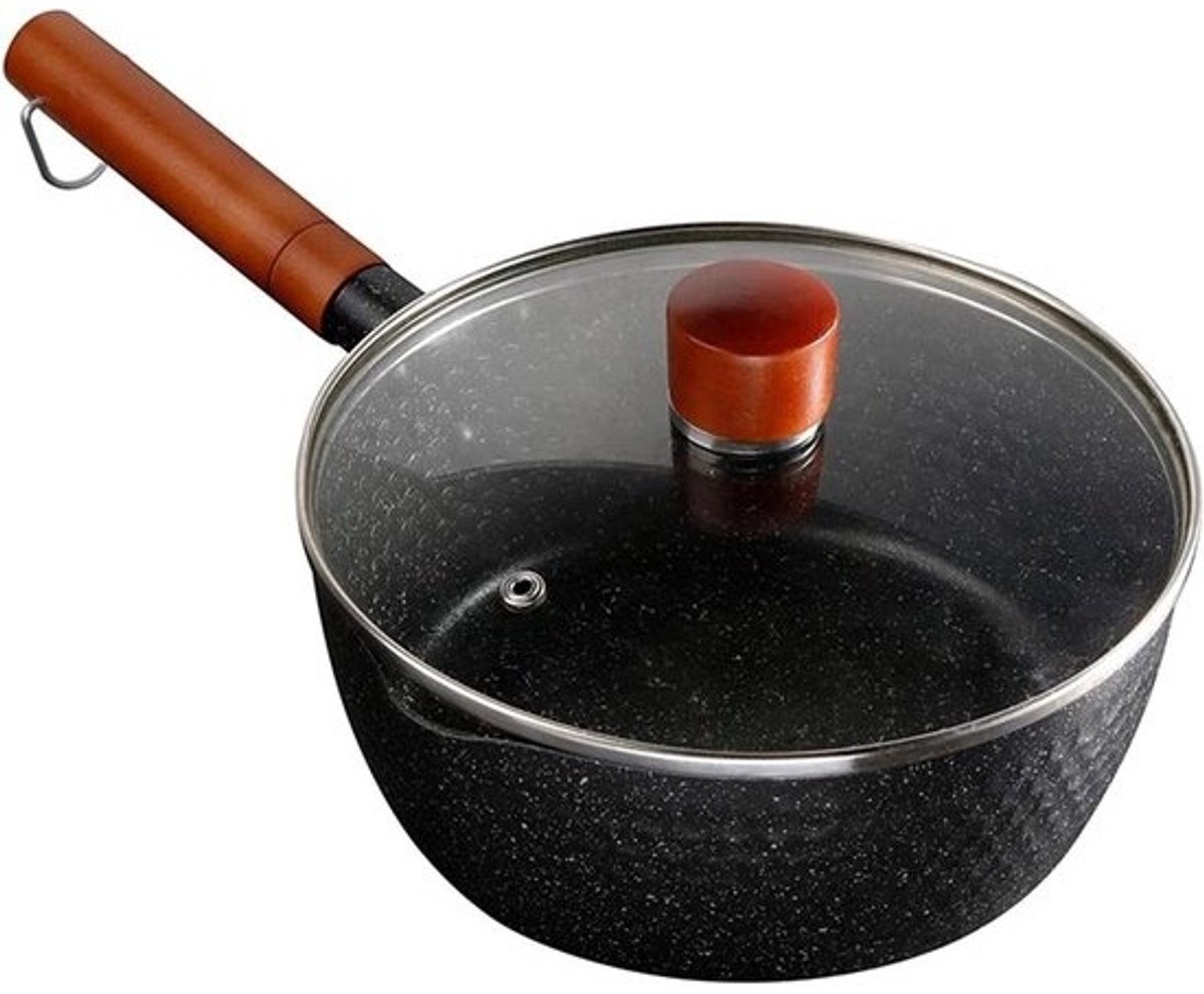 Wok Kookpot - Koekenpan - Veelzijdig Koken - Hittebestendig Handvat - 18cm Diameter - Zwart