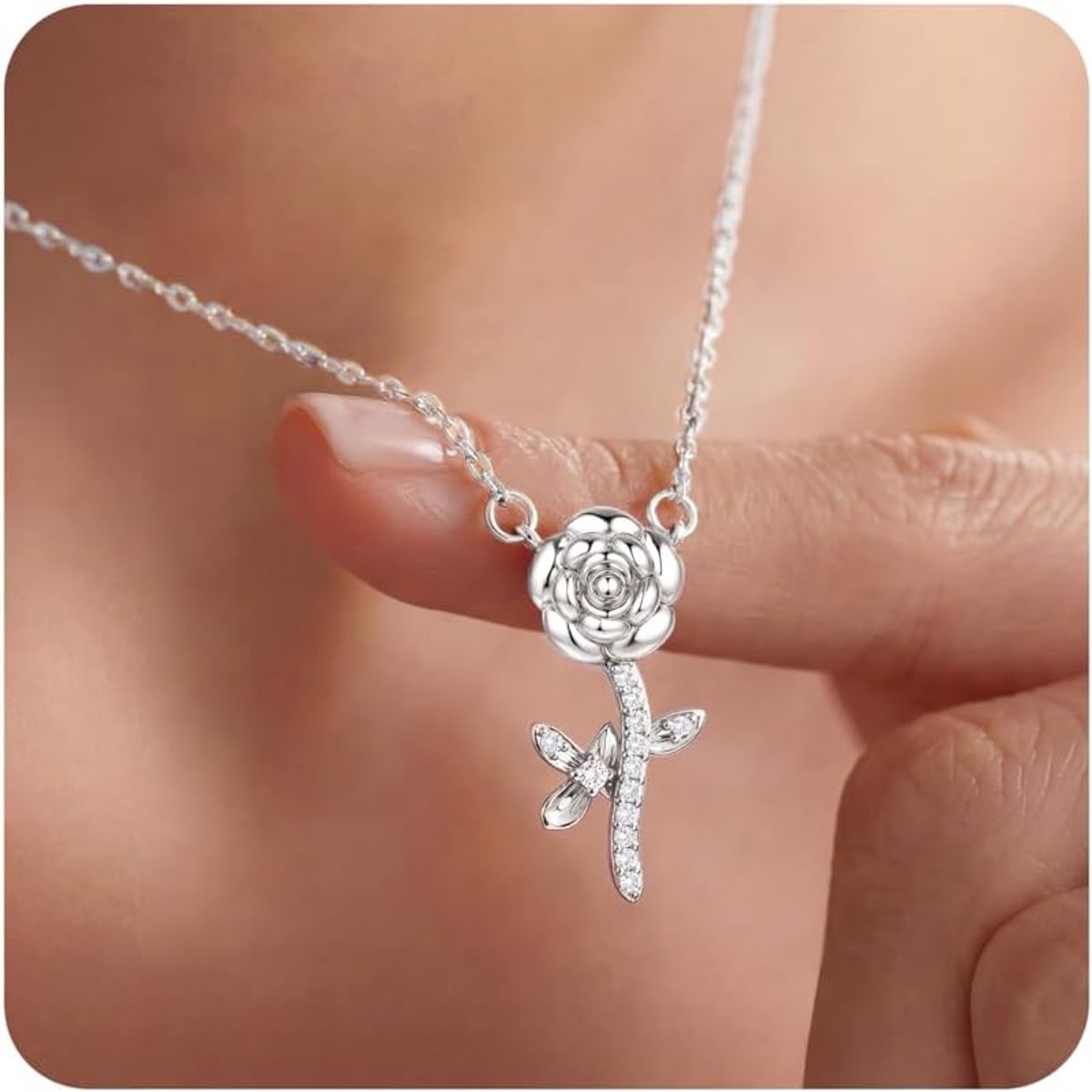 Dailygoods- Ketting Elegante Rozenmotief - Sieraden - Sieradendoos - Sieradenhouder - Sieradenrekje - Verstelbaar ontwerp - Sieraad