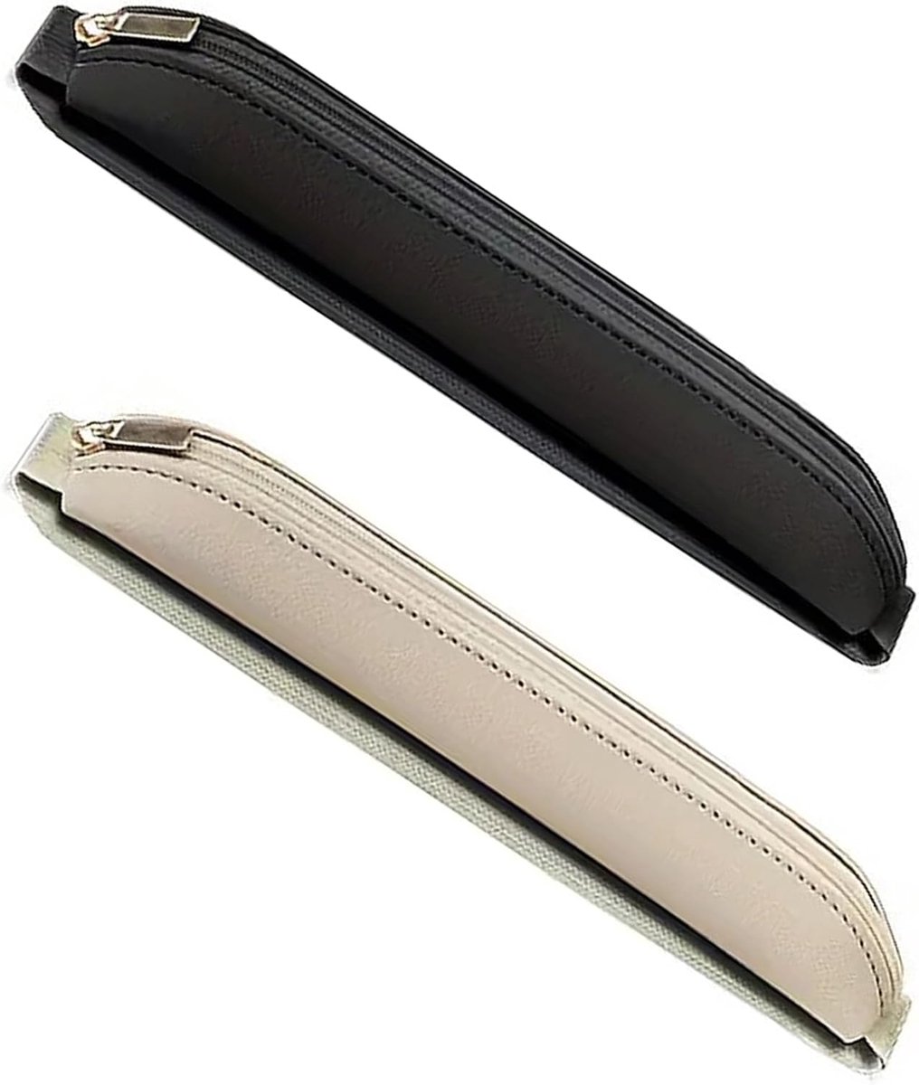 Dailygoods- Pennenhouder 2-delige set - PU-lederen Etui - Klein en Herbruikbaar - Waterdicht - Elastische Band - Modieus Ontwerp - Pennenetui