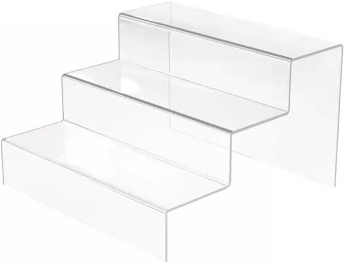 Acryl Display Standaard - Vitrine Plank Opbergrek - Producten Presenteren - Gestapeld Ontwerp - 3 Tier - Transparant