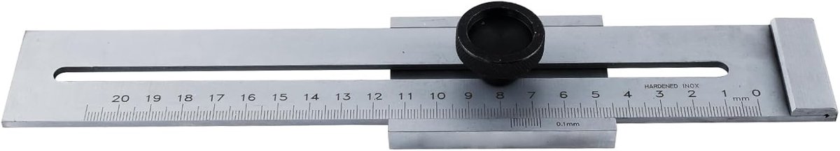 Dailygoods- Precisie-strijkmaat 200 mm - Markeringsmeter - Nauwkeurige afbakening - Hittebestendig - Vergrendelingsknop - Gewicht 400 gram - Markering