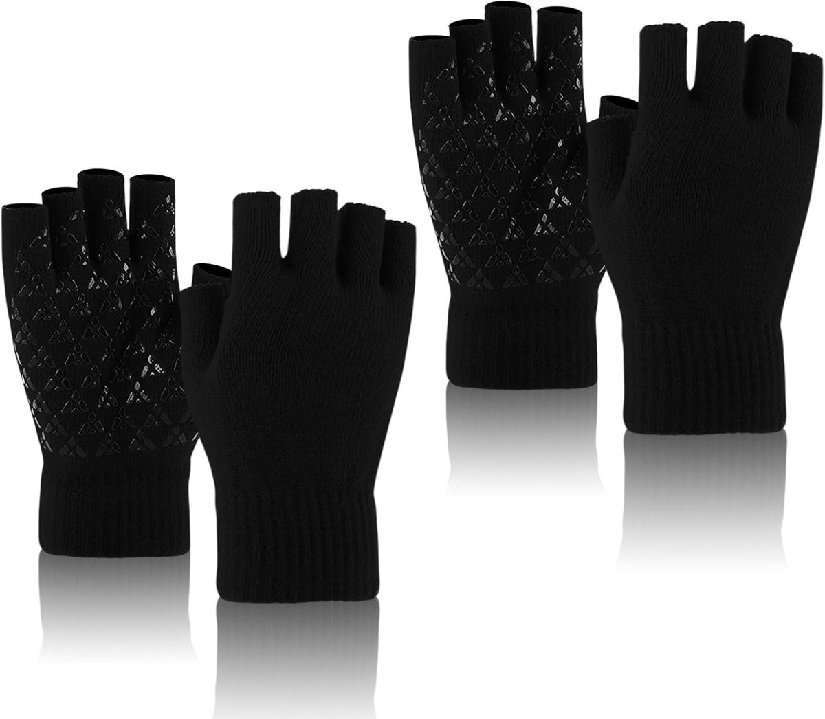 Handschoenen, thermische handschoenen met halve vingers, antislip winterhandschoenen, gebreide handschoenen met zachte voering voor mannen vrouwen werken autorijden skiën