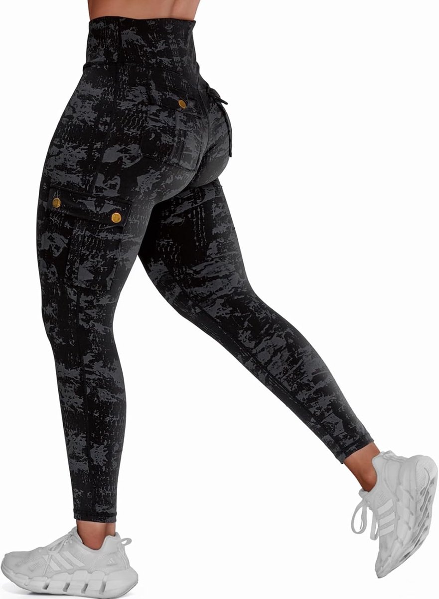 Sportlegging voor dames, hoge taille, zakken, elastisch, joggen, hardlopen, gym, fitness, yoga, vrijetijdsbroek