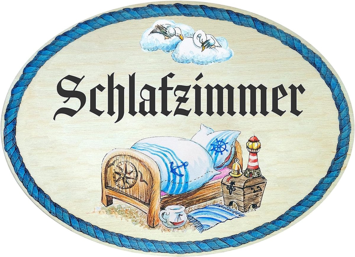 - houten geschenkartikel decoratief deurbord in antiek design decoratieartikel motief SLAAPKAMER (18 x 13 cm)