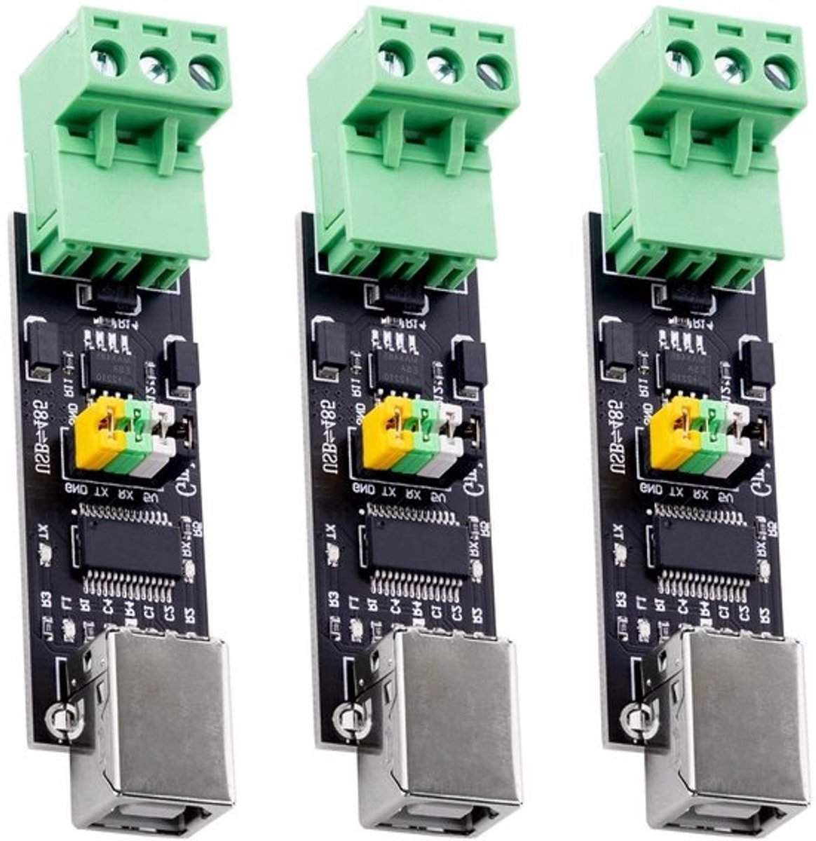 USB naar RS485 Adapter - Seriële Converter Module - Netwerk Opbouw - FTDI Chipset - 3 stuks - Groen