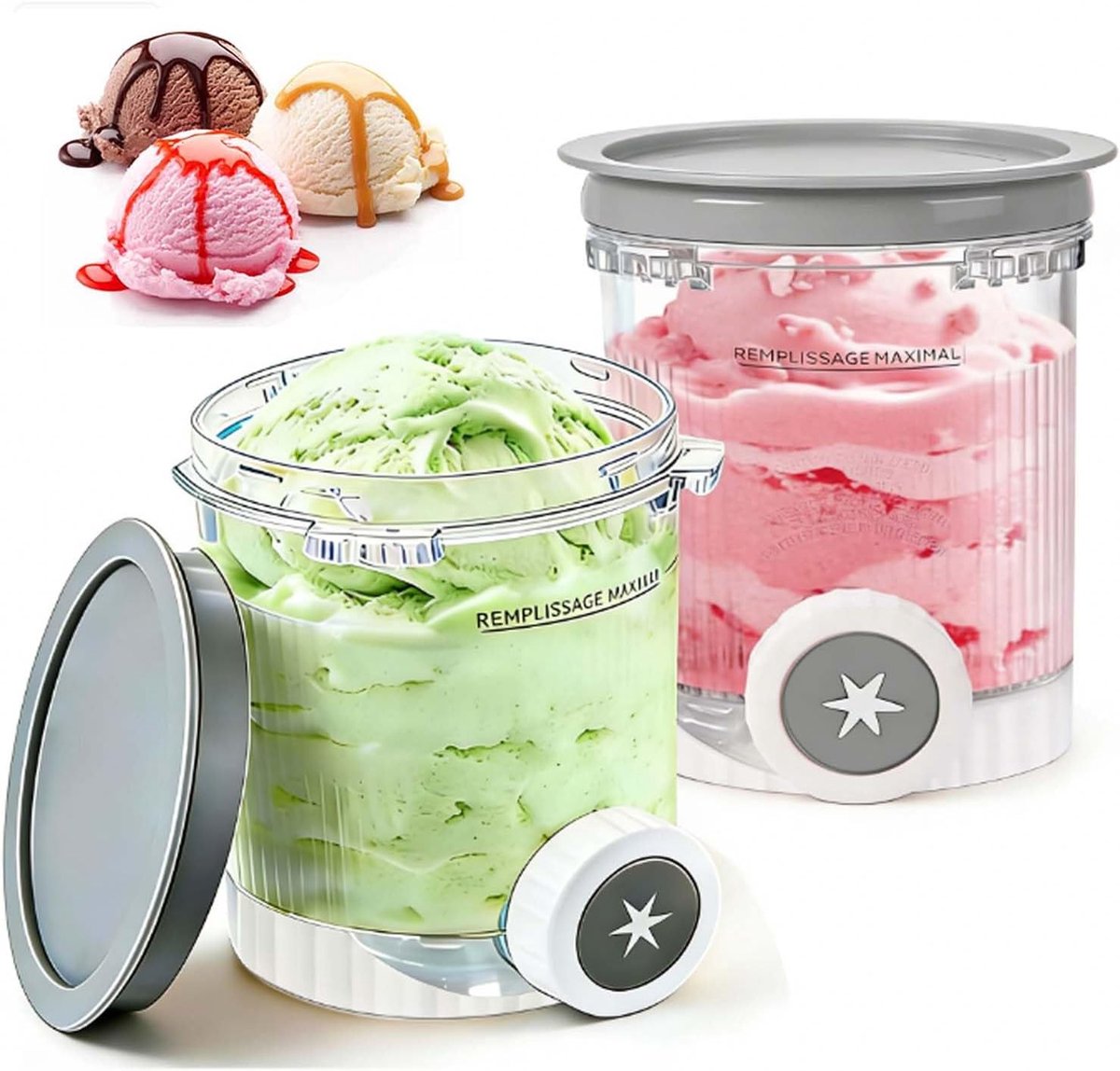 2 stuks containers van 480 ml compatibel met Ninja Creami NC701