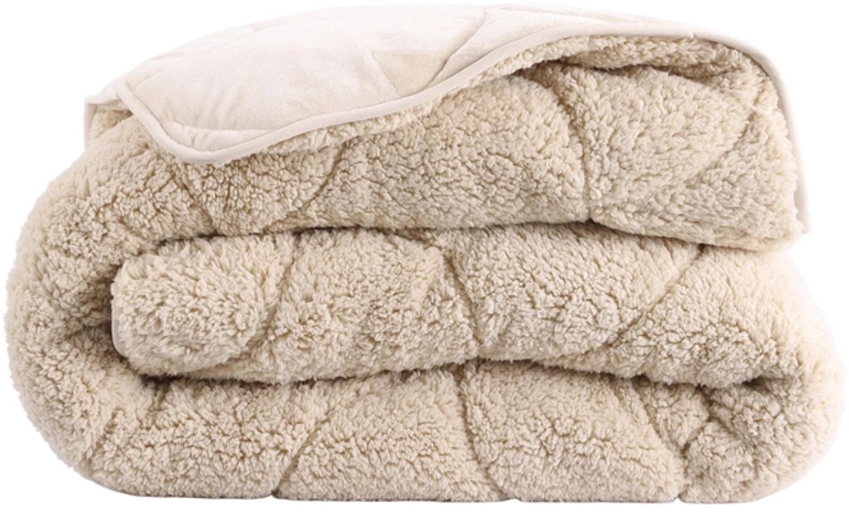 SlaapLuxe Dekbed Zonder Overtrek Zand - Velvet & Teddy 2-in-1 - All Year Comfort-2-persoons (200x220 cm)