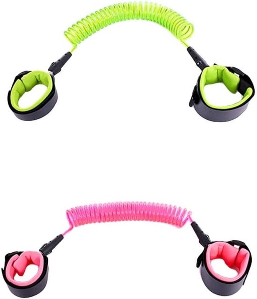 Baby Anti-Verlies Riem - Kinder Veiligheid - Veilig Wandelen - 360 Graden Draaibaar - 2.5 Meter Kabel - Groen Roze