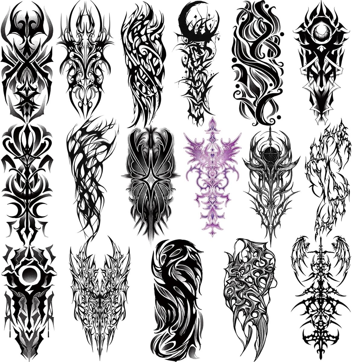 Tijdelijke tatoeages, 77 vellen, 17 vellen, halve mouwen, nep arm, been, borst, tatoeages voor volwassenen, mannen en vrouwen, 60 vellen kleine tatoeages, stickers voor jongens, meisjes