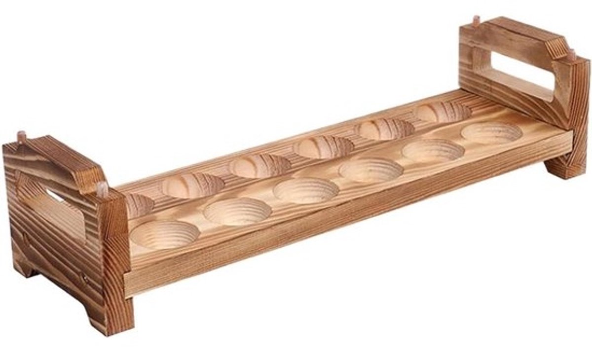 Houten Eierhouder - Teller Display - Keuken Organisatie - Rustieke Stijl - 12 Eieren - Houtkleur