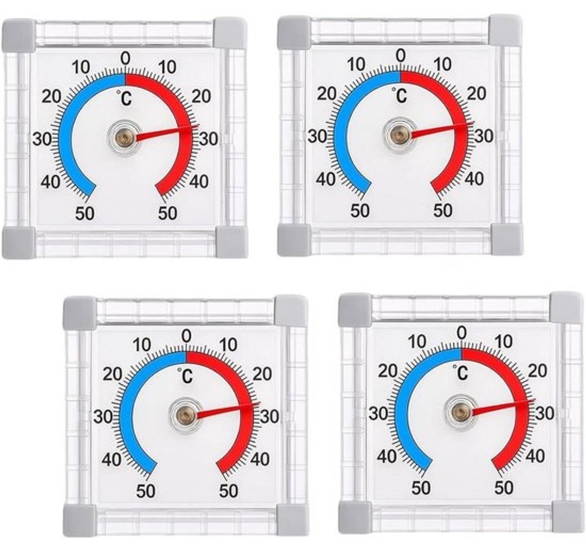 Set van 4 Zelfklevende Buiten Thermometers, Weerbestendig