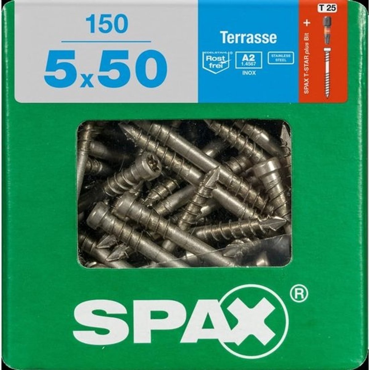 Terrasschroeven 5x50 mm RVS - 150 Stuks - Roestvrij Staal