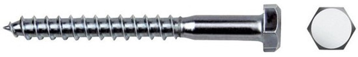 Verzinkte Spaanplaatschroeven met Zeskantkop DIN 571 Diameter 8 x 70 mm, Set van 50 Stuks