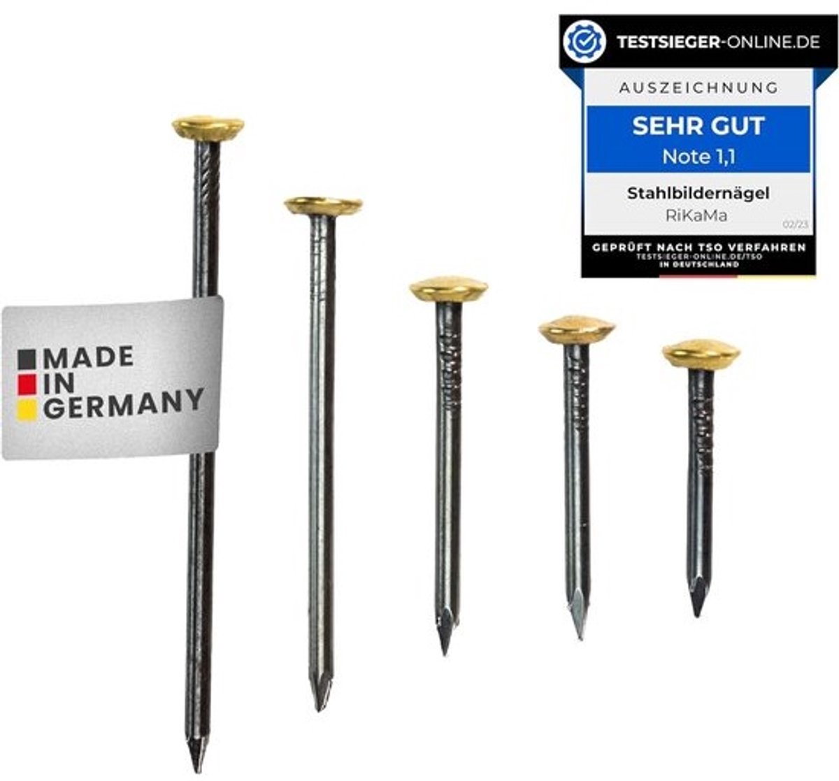 Stalen Nagels - Fotonagels - Afbeeldingen Ophangen - Gehard Staal - 100 Stuks - Goud