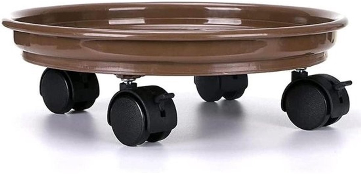 Plantenstandaard met wielen - Plantenroller plantendolly - Planten verplaatsen - Wateropslag functie - 30 cm - Bruin