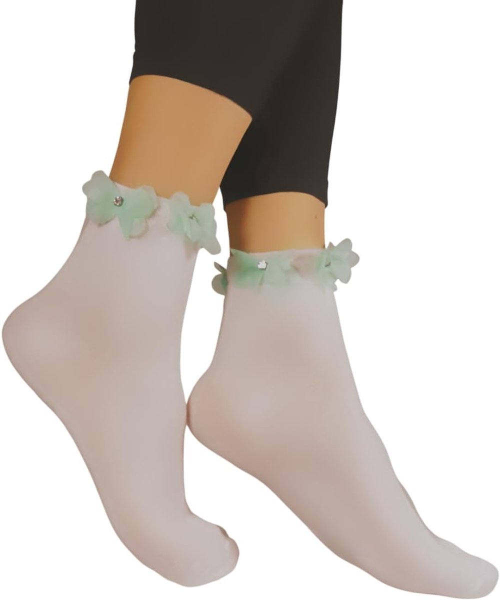sokken - elegant en geraffineerd met kristallen en decoratieve parels, enkelsokken van katoen