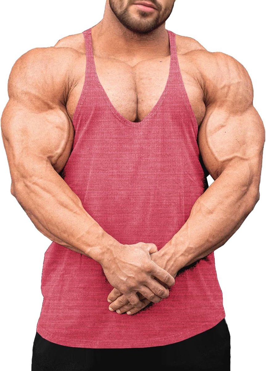 Heren Fitness Stringer Spier Tank Top, Y-Back Gym Drager Shirt, Bodybuilding Spiershirts Mannen Sneldrogend