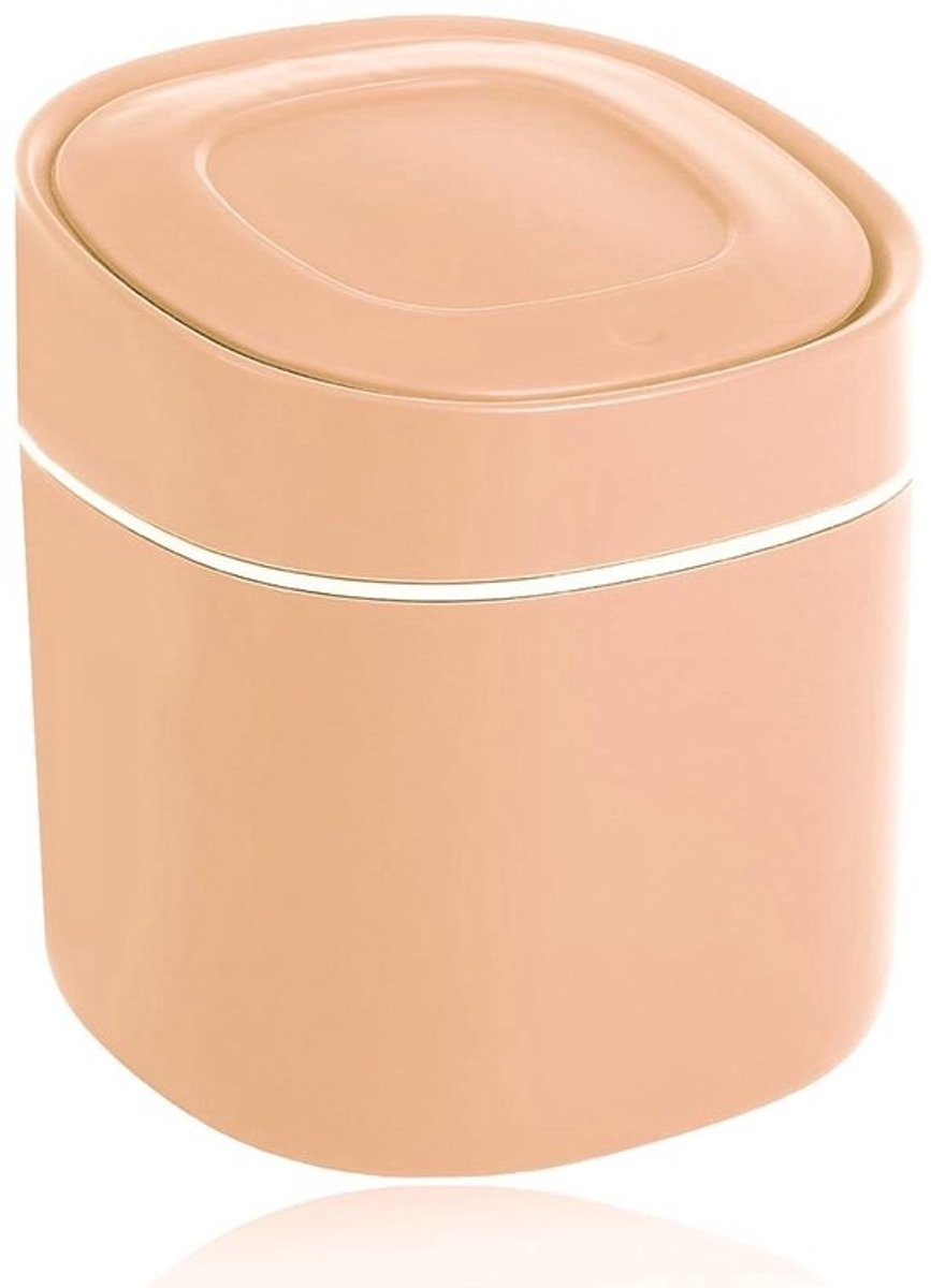 Afvalemmer met deksel - Kleine prullenbak - Bureau organiseren - Drukveer deksel - 92 Ounces - Roze