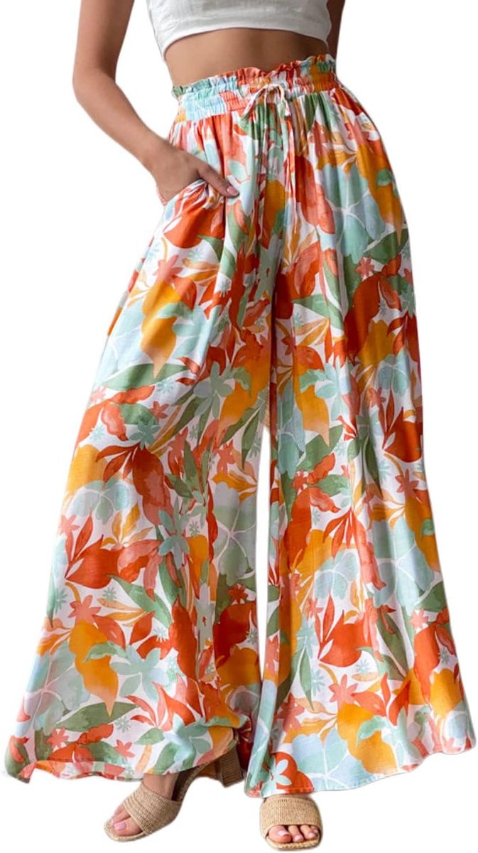Broek Casual Elastische Taille Wijde Been Broek Loose Palazzo Broek Lounge Broek met Zak