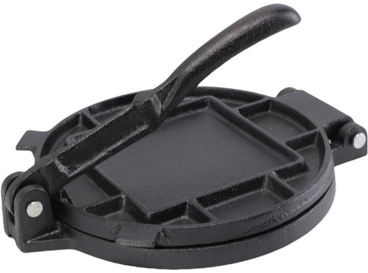 Tortilla Pers - Quesadilla Maker - Platte Broden Maken - Gietijzeren Constructie - 19 cm Diameter - Zwart
