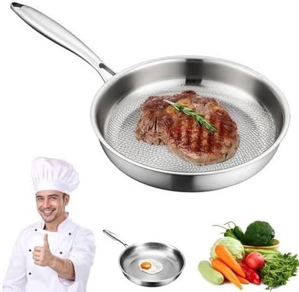 Titanium Koekenpan - Antiaanbakpan Kookgerei - Gezond Koken - Krasbestendig Ontwerp - 30 cm - Grijs