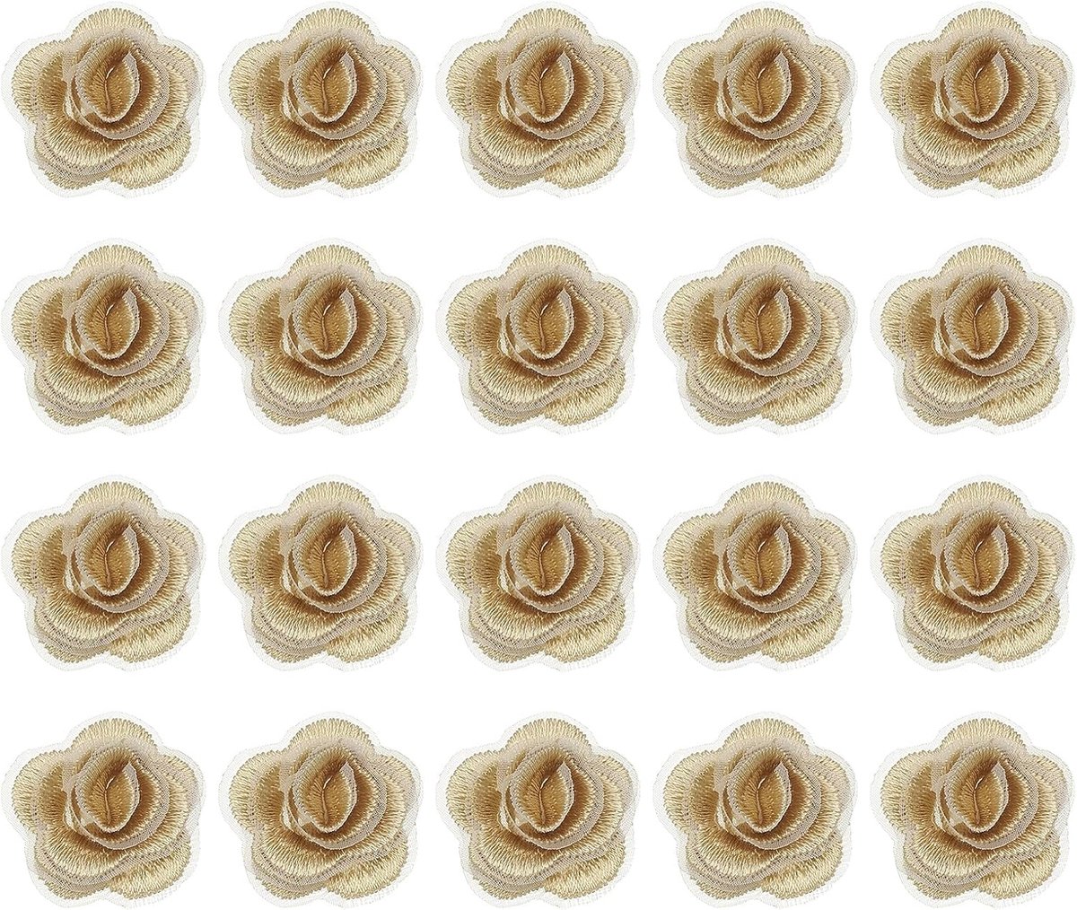 20 stuks bloemenapplicaties, 3D-bloemenkant, applicatie om op te naaien, naaien voor kleding, kleding, accessoires voor het naaien van haar, doe-het-zelf decoratie, 2,8 cm, abrikoos