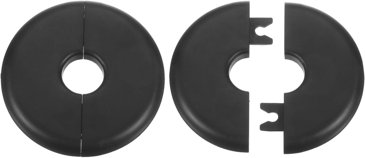 2 stuks wandsplijtflens 17 mm zelfklevende buisafdekplaten ABS kunststof ronde sierbeugel ontwerp voor waterleiding badkamer keuken decoratie zwart