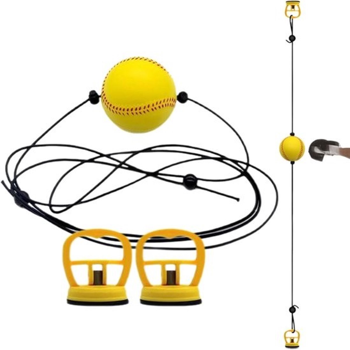 Bokszak - Boksbal Reflexbal - Thuis Training - Boorvrije Installatie - 280cm Elastische Touw - Zwart