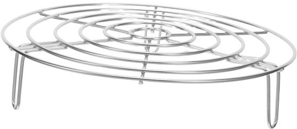 Stoomrek RVS - Stoommandje Stoominzet - Groenten Stomen - Verdikte Stalen Cirkels - 23.5 x 23.5 x 5.5 cm - Zilver
