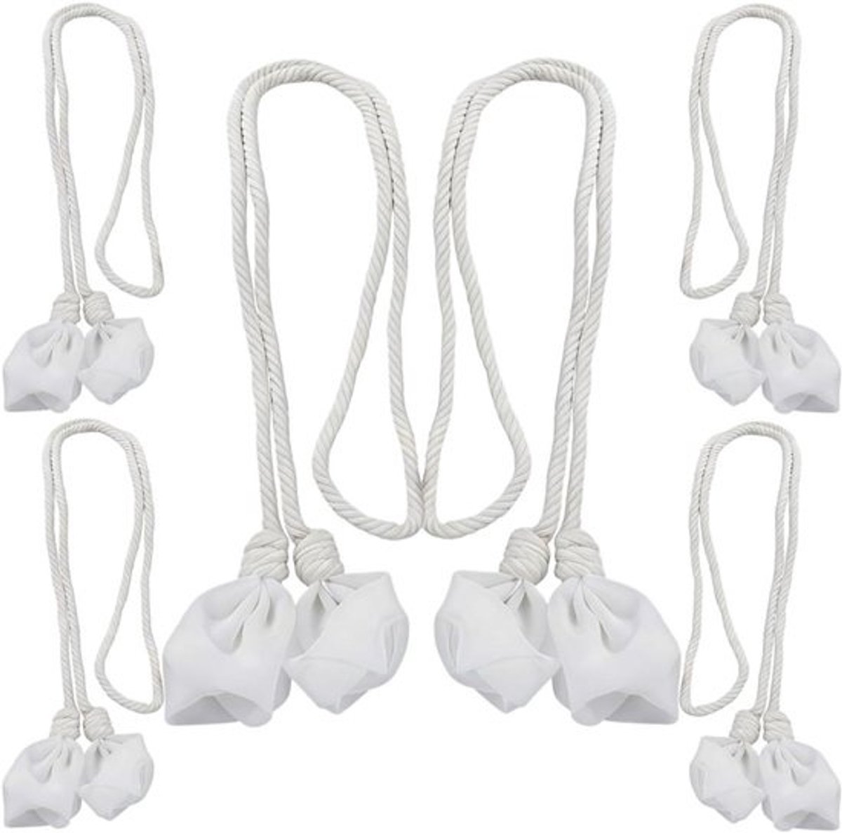 Gordijn Tiebacks - Gordijnkoorden Gordijnbinders - Vensters Decoreren - Geen Installatie Nodig - 123 cm - Wit