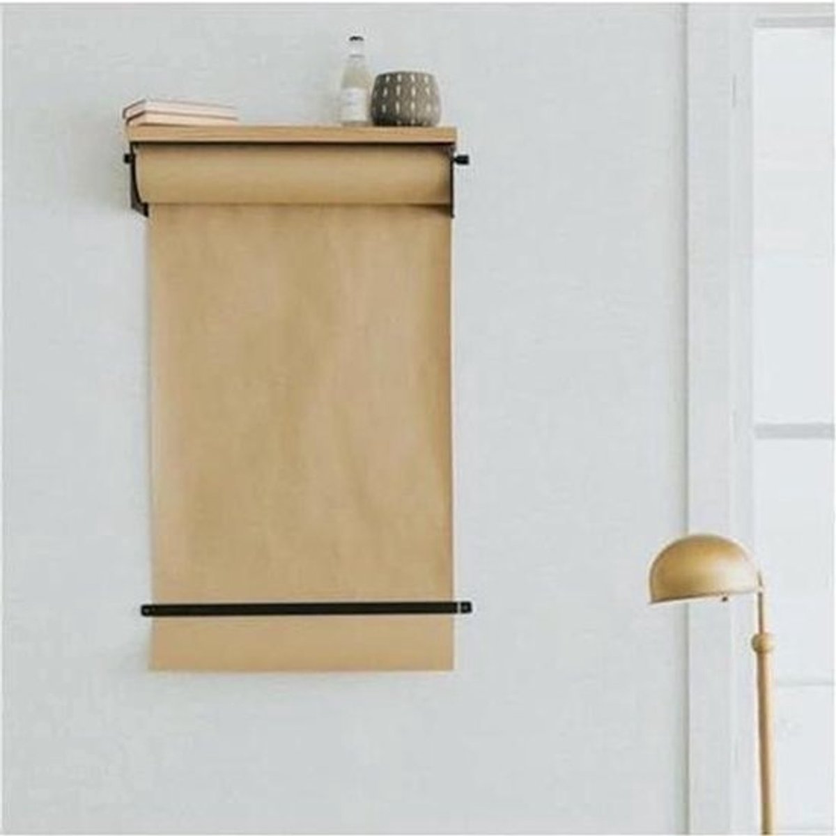 Papierdispenser met snijder - Rolhouder Kraftpapier - Knutselen en inpakken - Wandmontage met plank - 50 meter rol - Niet gespecificeerd