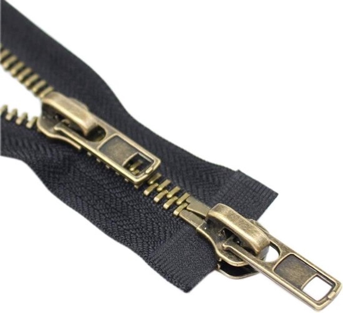 Metalen Ritssluiting - Deelbare Rits - Jassen Repareren - Twee Weg - 63 cm - Bronskleurig Zwart
