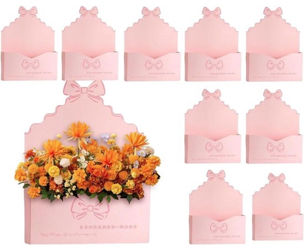 Roze Enveloppen - Decoratieve Doosjes - Cadeau Presenteren - Hartmotief Reliëf - 10 stuks - Roze