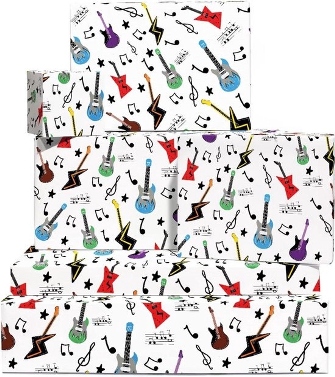 Cadeaupapier Vellen - Inpakpapier Muziek - Cadeaus Versieren - Uniek Ontwerp - 6 Vellen 50x70cm - Gitaar
