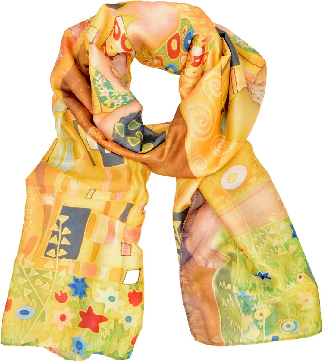 Damessjaal van zijde met kunstmotief van beroemde schilders, lang, hoogwaardig, jong en elegant, voor dames, grote sjaal, foulard, origineel accessoire als cadeau