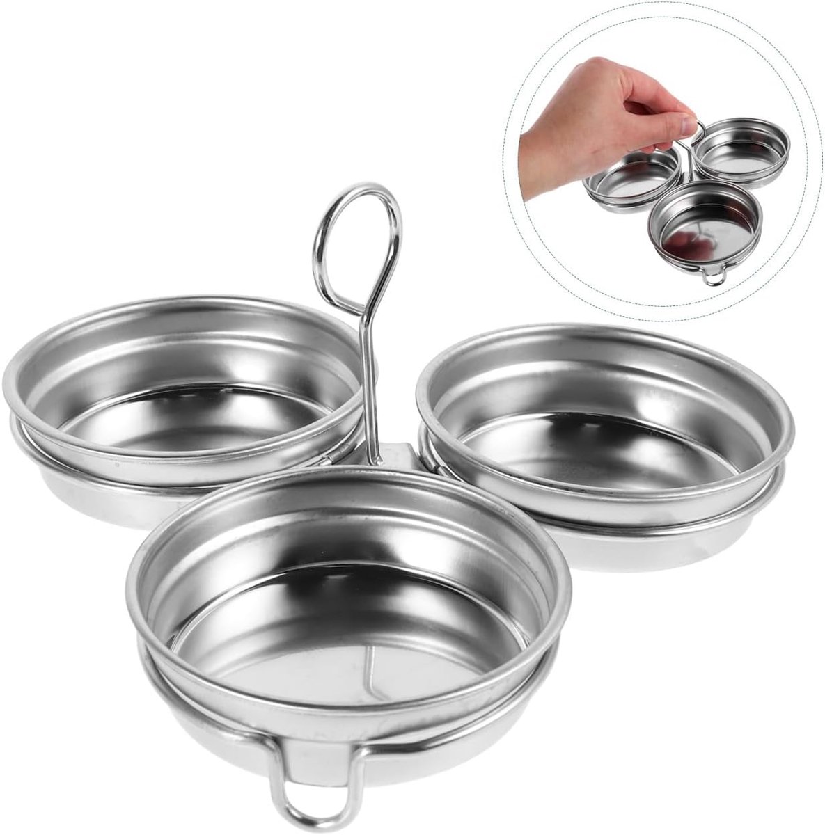 Eierkoker - eierkoker 3 eieren - Eierstoompan - eipocheerders - Eiervorm - keukengereedschap - eipocheerder pan - Geschikt voor hard en middelhard gekookte eieren - Zilver
