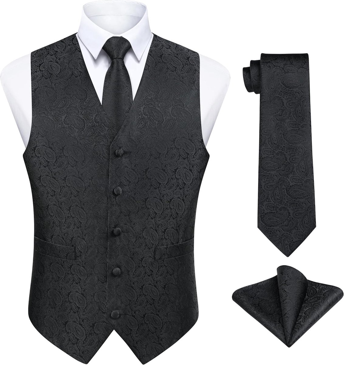 Vesten voor mannen bruiloft paisley vest bloemen jacquard stropdas zak vierkant feest formele vest pak set S-6XL
