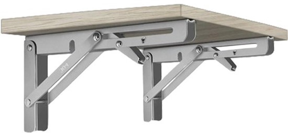Inklapbare Plankhouder - Wandrek Steun - Ruimte Besparen - Veilig Vergrendelingsmechanisme - 50 cm - Zilver
