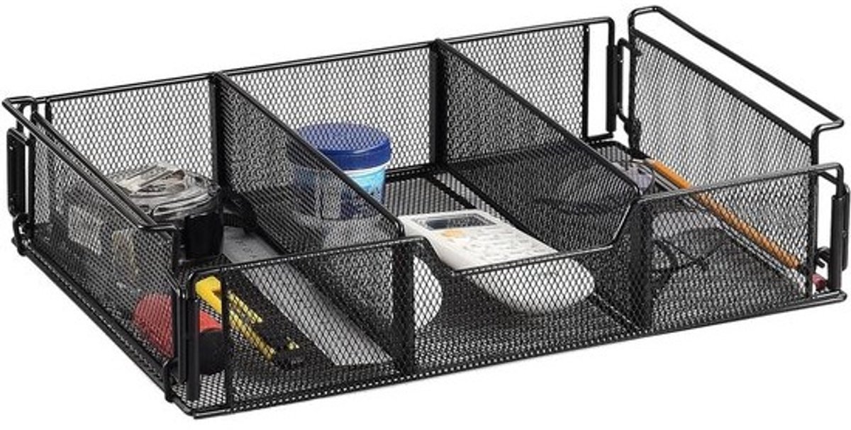 Onder Bureau Lade - Verborgen Opberger - Kantoor Organiseren - Uitschuifbaar Metaal - 36.5 cm Breed - Zwart