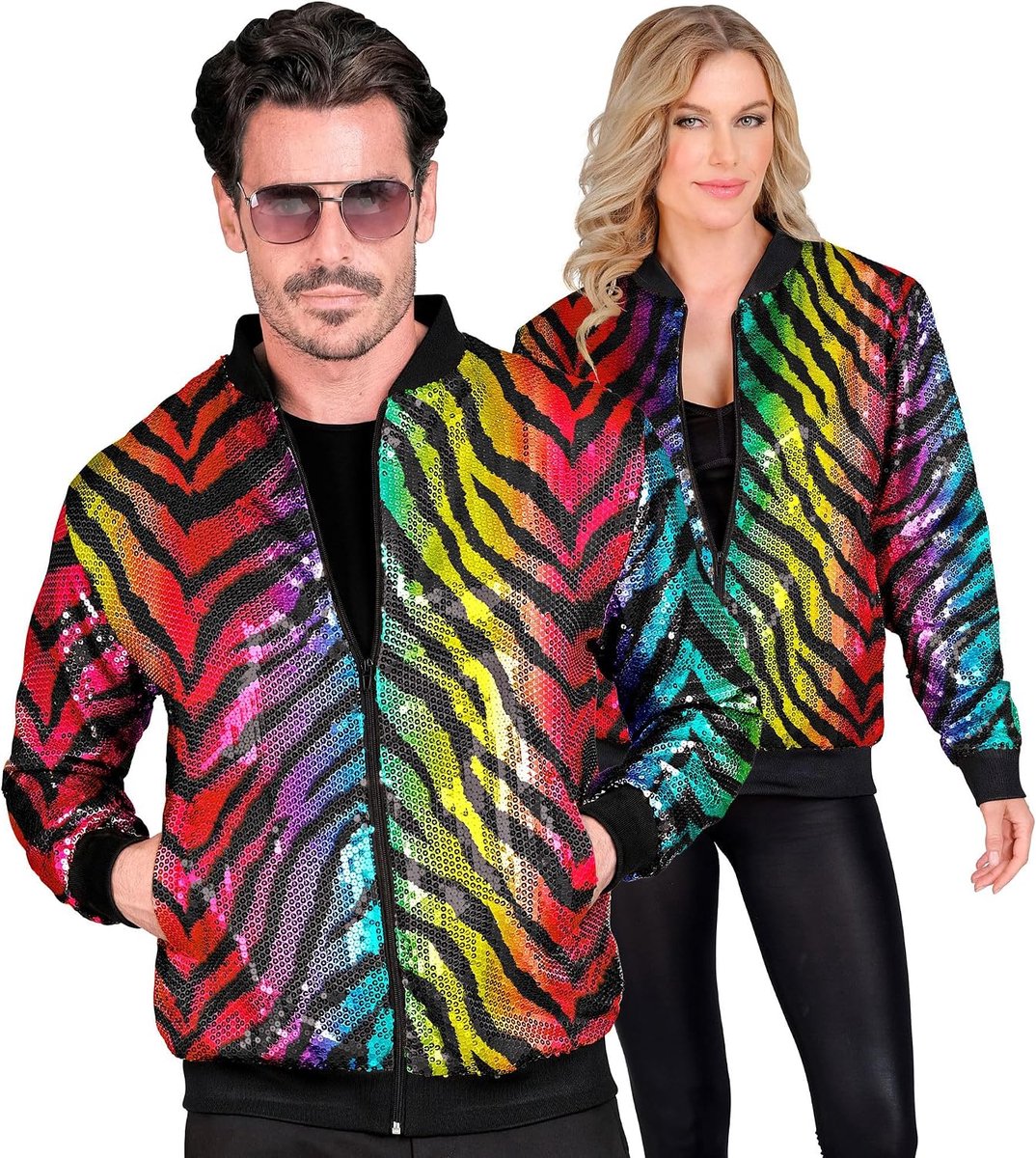 MILANO PARTY FASHION Partyjas, paillettenjas, vest, feestpak, disco fever, dierenprint