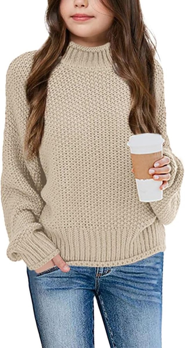 Meisjespullover winter rolkraag gebreide trui lange mouwen gebreid casual 5-14 jaar