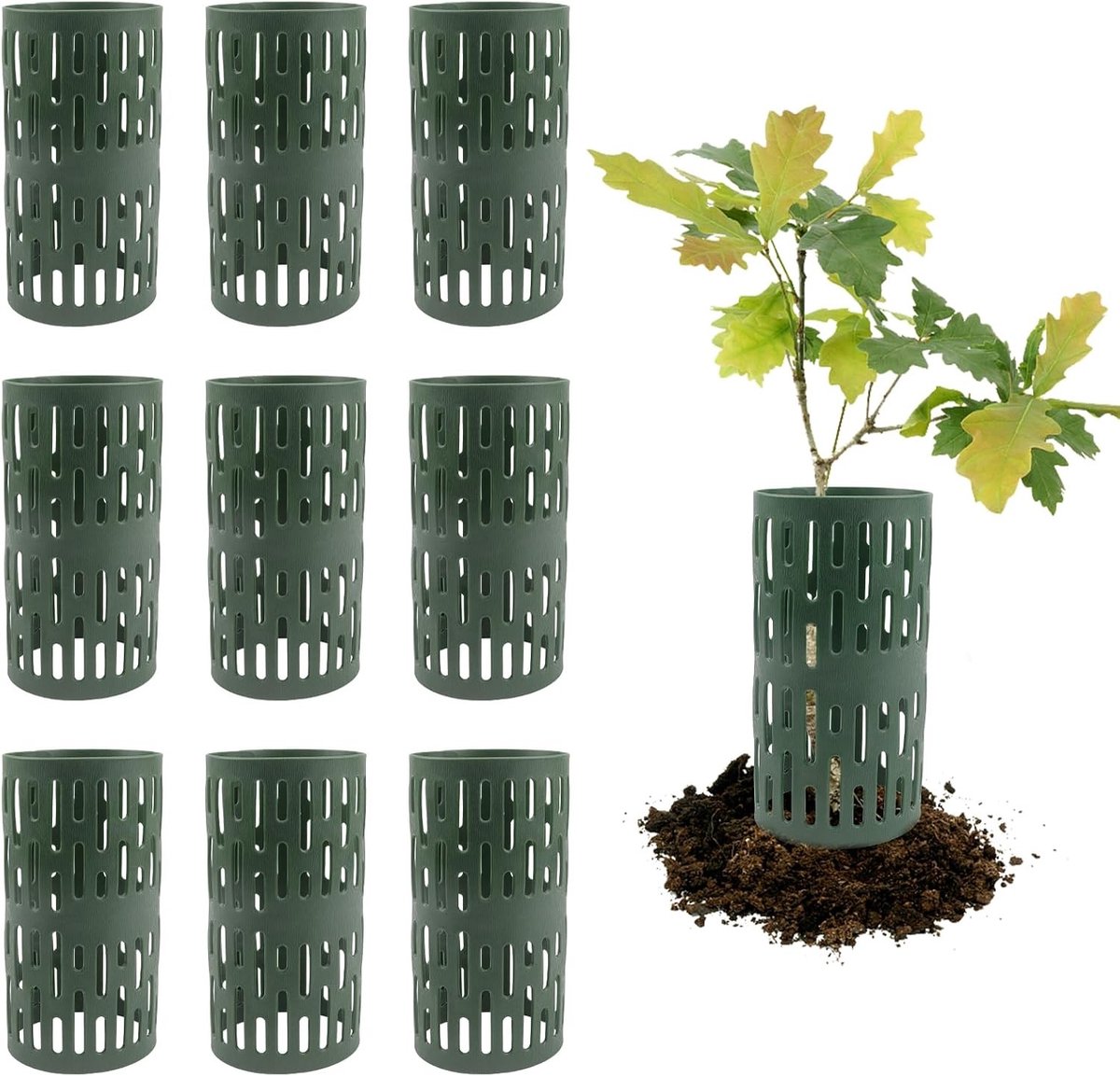 Set van 9 Boom Beschermingssystemen, 20 x 34,5 cm, Uittrekbare Schorsbescherming, Bescherming Tegen Insecten en Knaagdieren, Met Ventilatiegaten voor Optimale Luchtcirculatie