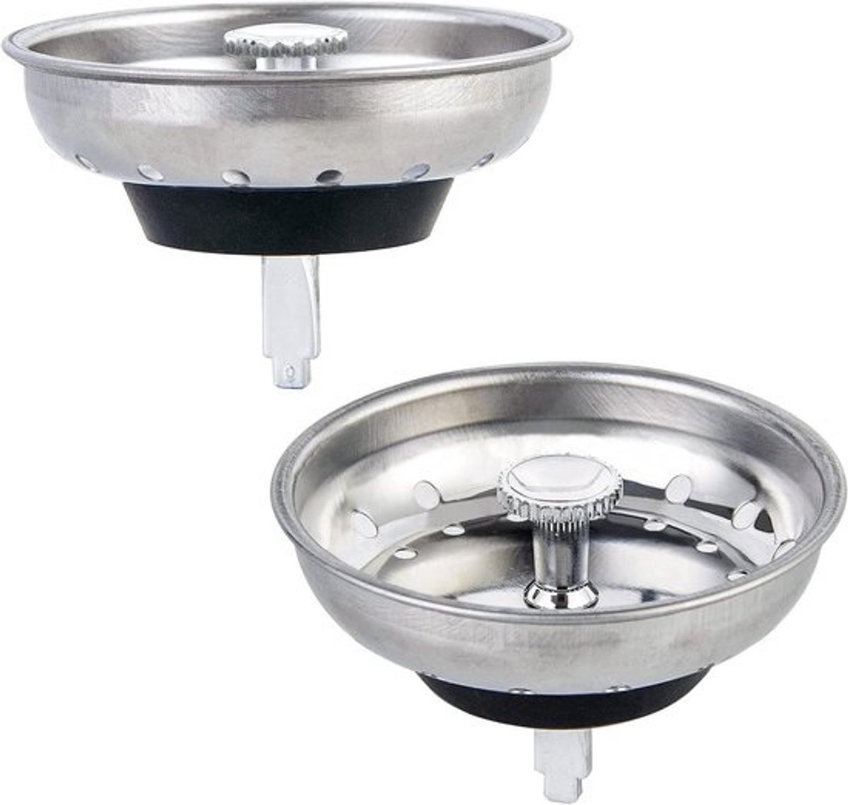 Keuken Spoelzeef en Stopper - Gootsteen Zeef - Voorkomt Verstoppingen - Roestvrij Staal - 3-1/2 inch Afvoer - Zilver