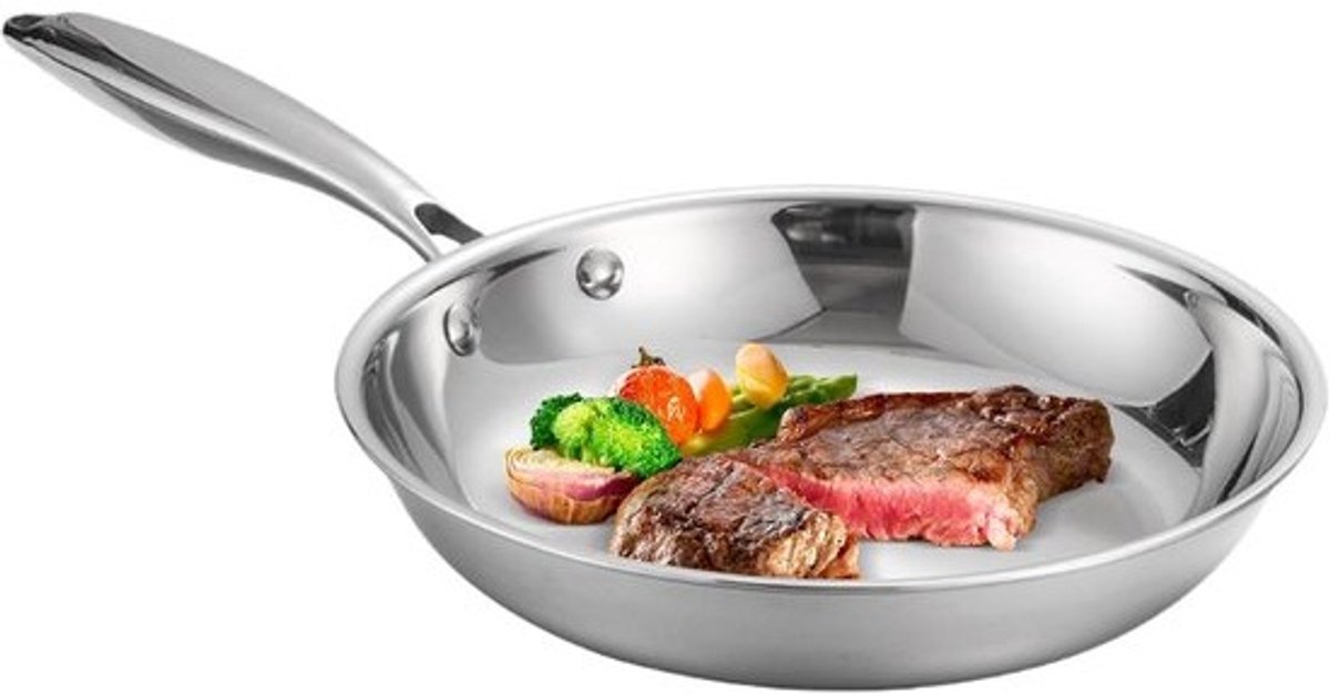Roestvrijstalen Wokpan - Klassieke Koekenpan - Restaurant Keuken - Gelijkmatige Warmte - 24cm Diameter