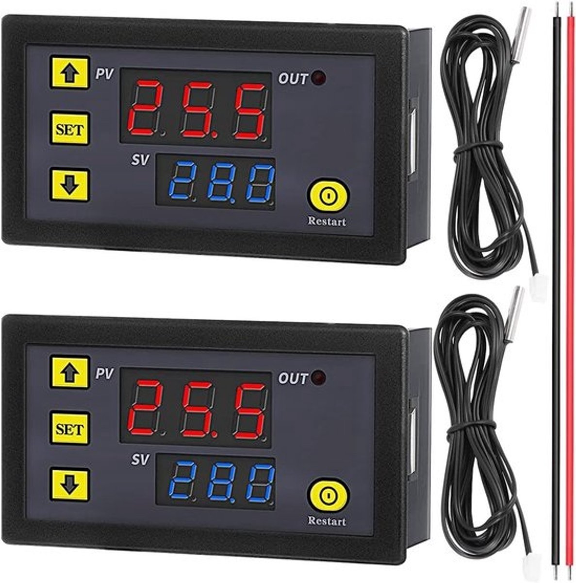 Digitale Temperatuurregelaarmodule DC 12V 20A met Led-Thermometer en Waterdichte Sensor -50°C tot 120°C