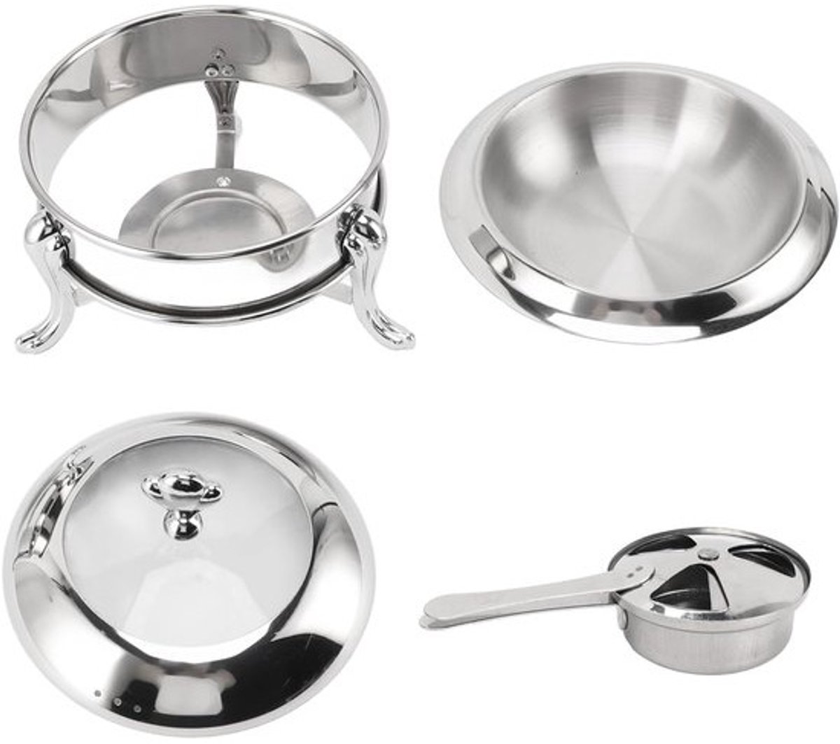 Buffetwarmer Set - Catering Serve - Warm Houden - Roestvrij Staal - 29x29x16 cm - Zilver