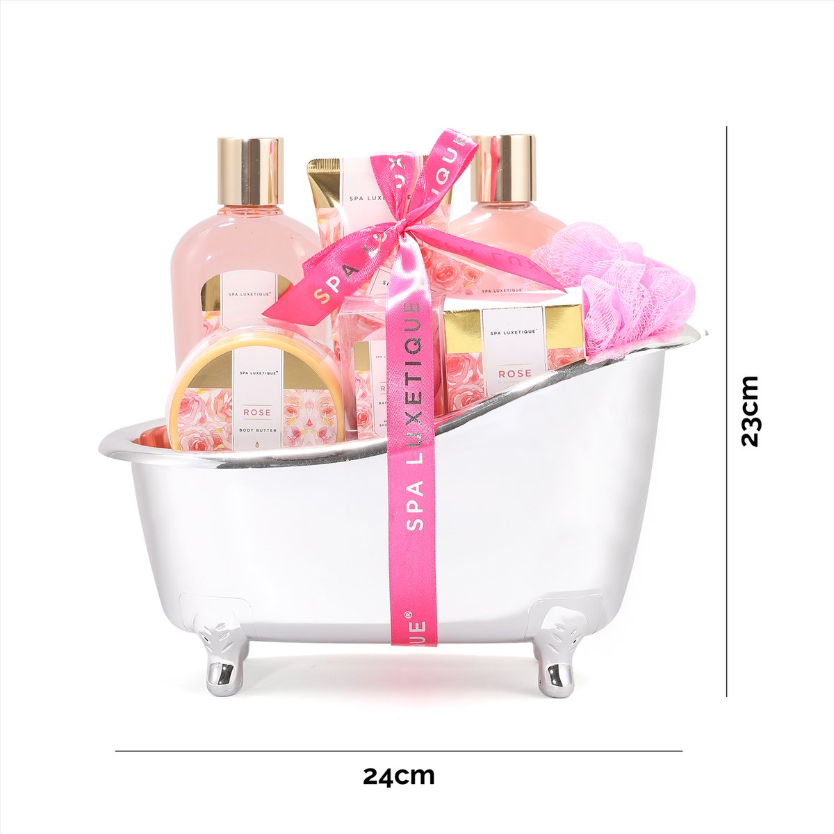 Spa Luxetique - Rose Beauty - Geschenkset Vrouwen in zilveren badkuip - Verwenpakket vrouw - Wellness bath - Verjaardag Cadeau Vrouw, voor haar, mama, vriendin, moeder - Huwelijkscadeau - Jubileum Giftset - Cadeautje Vrouw Volwassenen — cadeau in Verzorging - foto 8