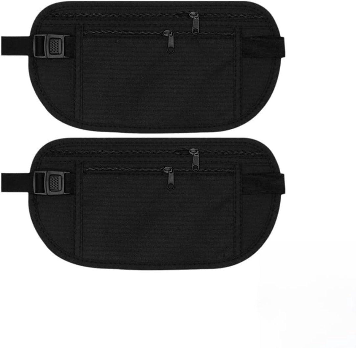 2 stuks verborgen riemen voor geld, sporttas, verstelbare riem, riemtas, waterdichte reistas, geschikt voor mobiele telefoons (zwart)