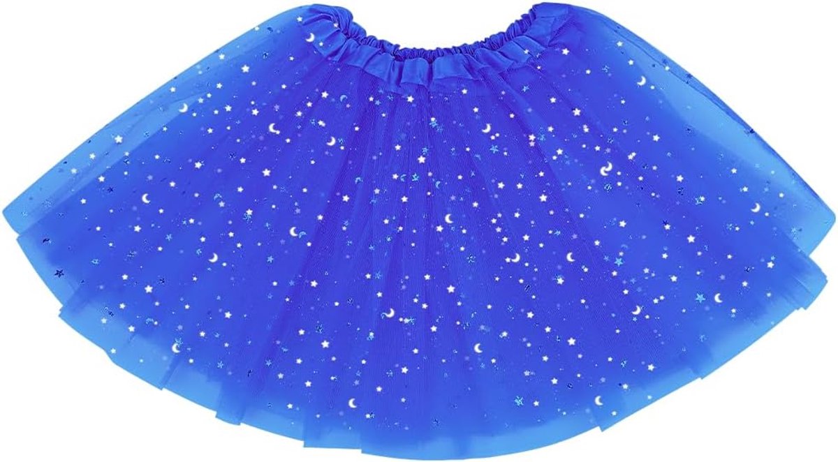 rok voor meisjes, Sparkle tutu, rok, balletrok, paillettentu, kinderen, met elastische tailleband, balletrok, prinsessenminirok voor carnaval, Halloween, feestkostuum voor meisjes, 2-7 jaar